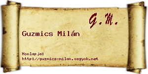 Guzmics Milán névjegykártya